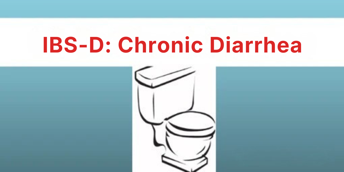 Title banner showing IBS-D: Chronic Diarrhea with a stylized toilet illustration