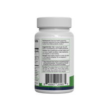 Back of a white supplement bottle showing small printed nutrition label text and a barcode.