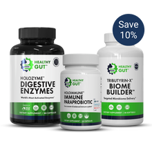 HEALTHY GUT HOLOZYME DIGESTIVE ENZYMES HOLOIMMUNE IMMUNE SUPPORT TRIBUTYRIN-X BIOME Builder Save 10%