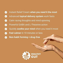 Front view of BeSerene IR Instant Relief pump with hands applying cream and overlay reading BeSerene IR is a Natural Stress Relief on white background