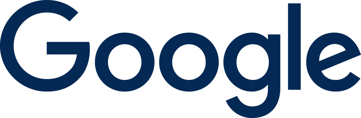 Google wordmark in navy blue