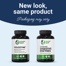 New look, same product. Packaging may vary. Healthy Gut Holozyme digestive enzymes dietary supplement 180 capsules