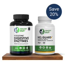 Healthy Gut HOLOZYME Digestive Enzymes and HCL GUARD+ DIETARY SUPPLEMENT — Save 20%