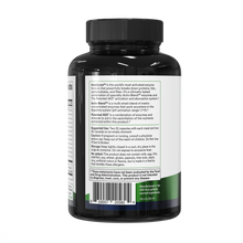 Rear view of HoloZyme bottle showing back label text, suggested use, and barcode on white background