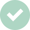 Green circular badge with black checkmark indicating success or confirmation.