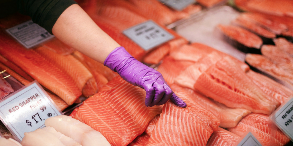 Fresh fish in case at market